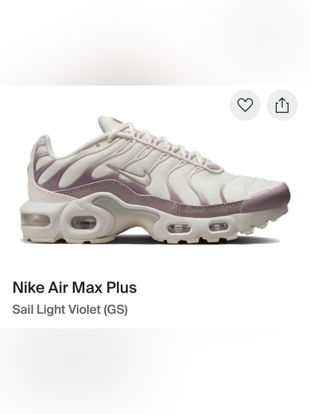 Nike Air Max Plus Sail Light Violet (GS)
